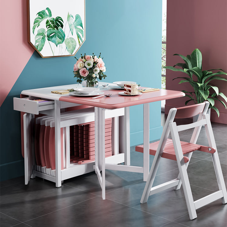 Mesa de madera maciza de madera de goma Mesa de comedor plegable de mediados del siglo para el hogar (solo mesa)