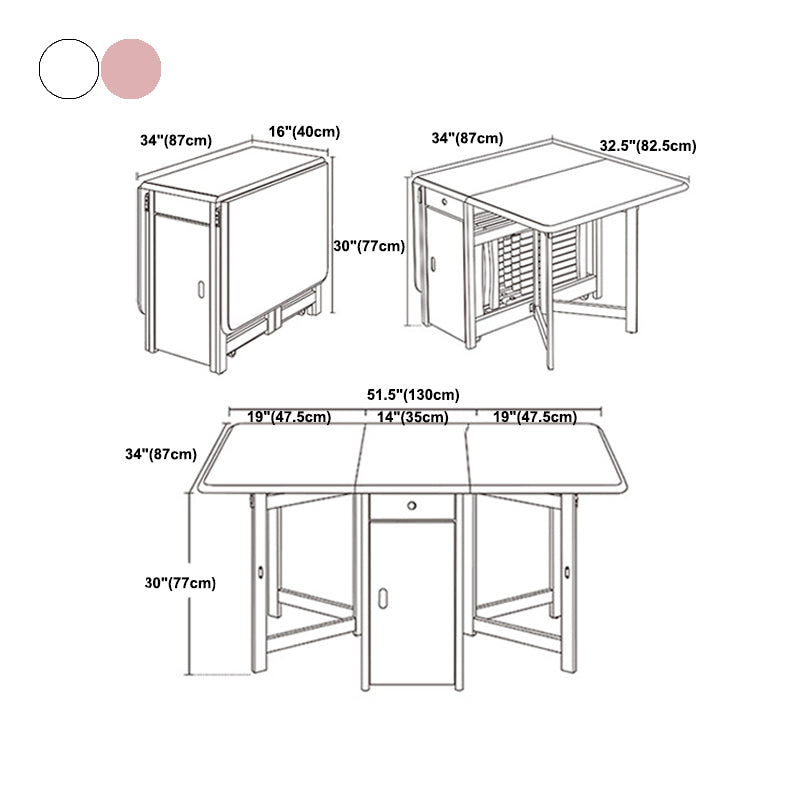 Mesa de madera maciza de madera de goma Mesa de comedor plegable de mediados del siglo para el hogar (solo mesa)