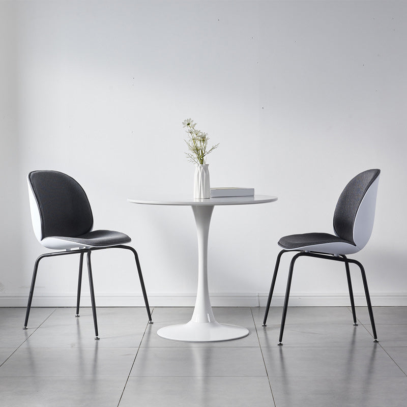 Contemporary Wood Round Dining Set Plastic 1/2/3 Pieces Dining Furniture for Home 3 Pieces: White Table, 2 Grey Chairs Clearhalo 'Dining Room Sets' 'Dining Tables & Seating' 'dining_room_set' 'furn' 'furn_dining_room_set' 'Furniture' 'Kitchen & Dining Furniture' 5707737
