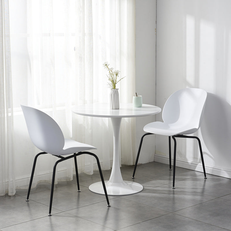 Contemporary Wood Round Dining Set Plastic 1/2/3 Pieces Dining Furniture for Home 3 Pieces: White Table, 2 White Chairs Clearhalo 'Dining Room Sets' 'Dining Tables & Seating' 'dining_room_set' 'furn' 'furn_dining_room_set' 'Furniture' 'Kitchen & Dining Furniture' 5707748