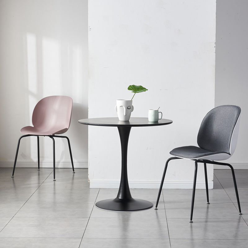 Contemporary Wood Round Dining Set Plastic 1/2/3 Pieces Dining Furniture for Home 3 Pieces: Black Table, 1 Gray+1 Red Chairs Clearhalo 'Dining Room Sets' 'Dining Tables & Seating' 'dining_room_set' 'furn' 'furn_dining_room_set' 'Furniture' 'Kitchen & Dining Furniture' 5707749