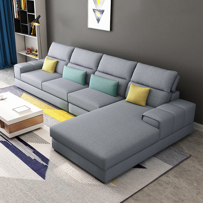 Modern Sectional Sofa with Chaise and Adjustable Head Pillow