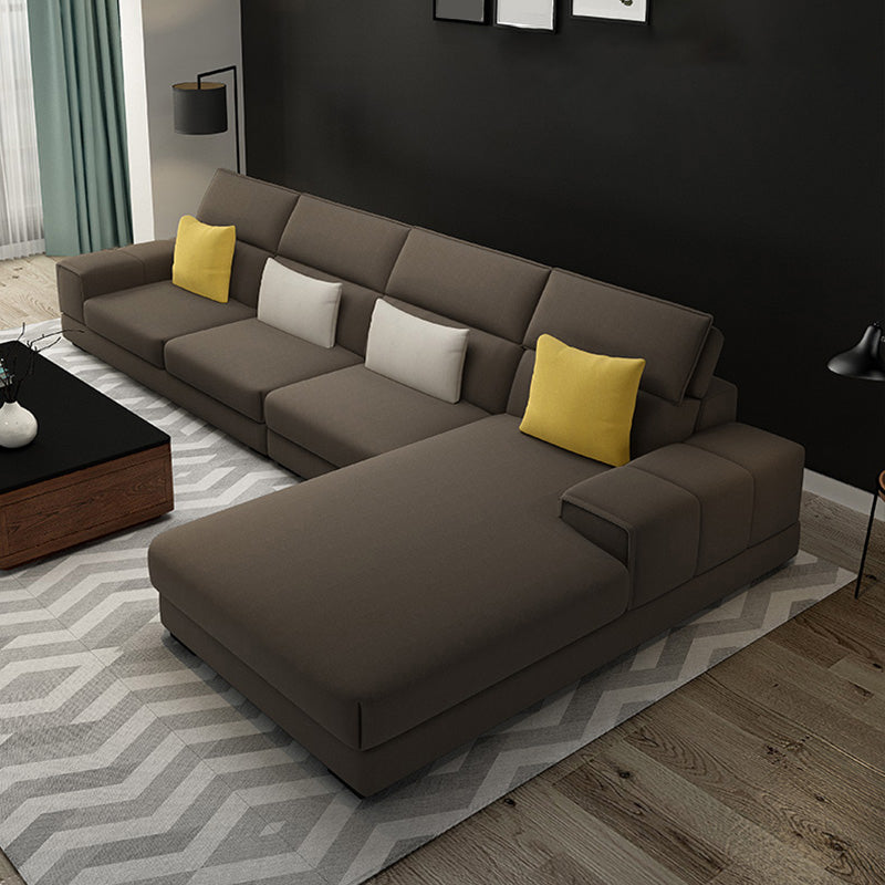 Modern Sectional Sofa with Chaise and Adjustable Head Pillow