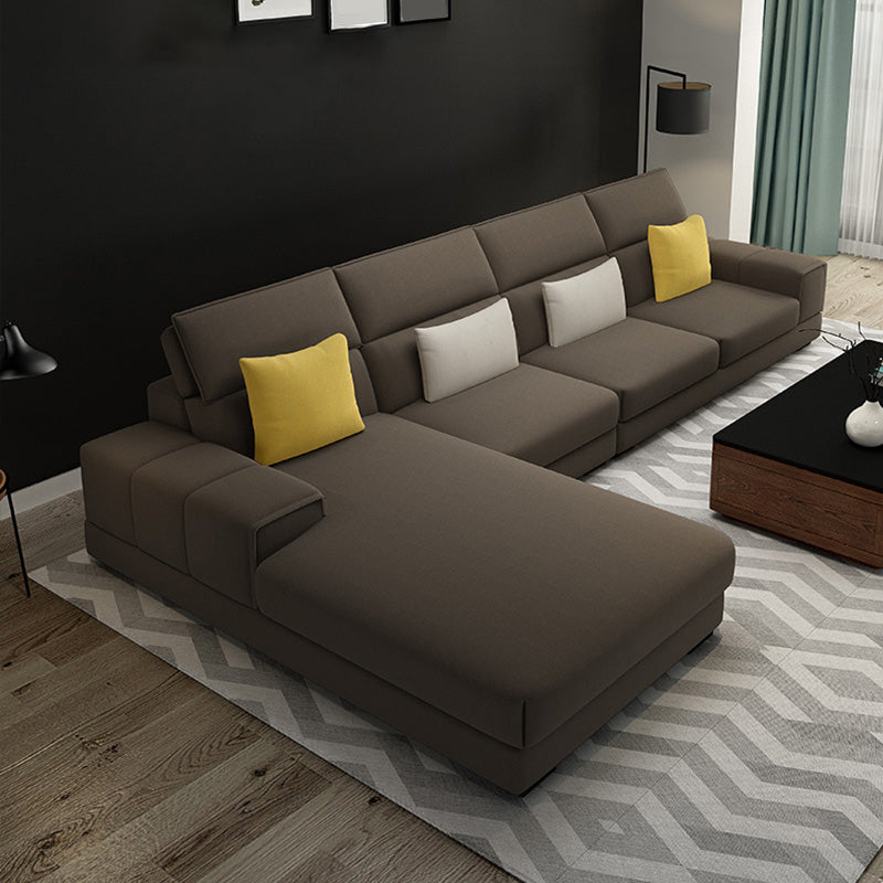 Modern Sectional Sofa with Chaise and Adjustable Head Pillow