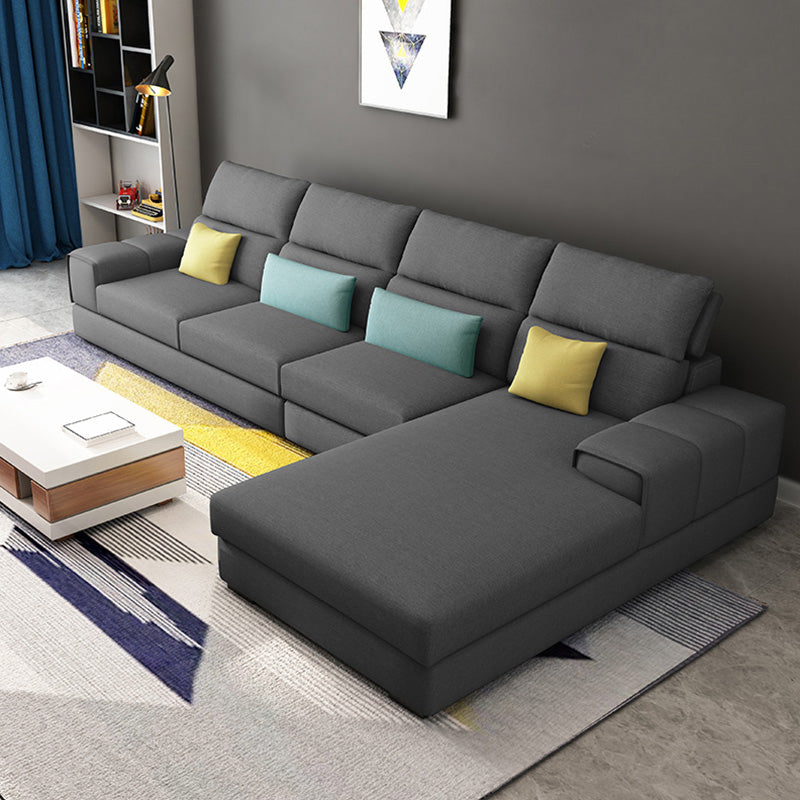 Modern Sectional Sofa with Chaise and Adjustable Head Pillow