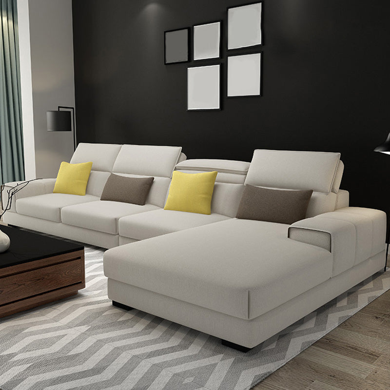 Modern Sectional Sofa with Chaise and Adjustable Head Pillow