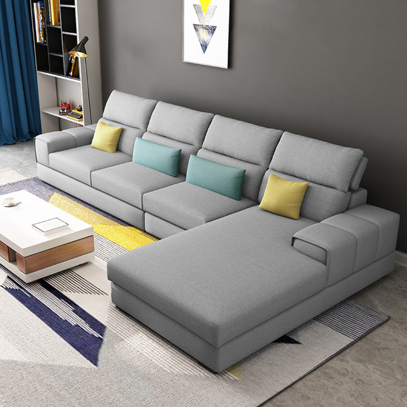 Modern Sectional Sofa with Chaise and Adjustable Head Pillow