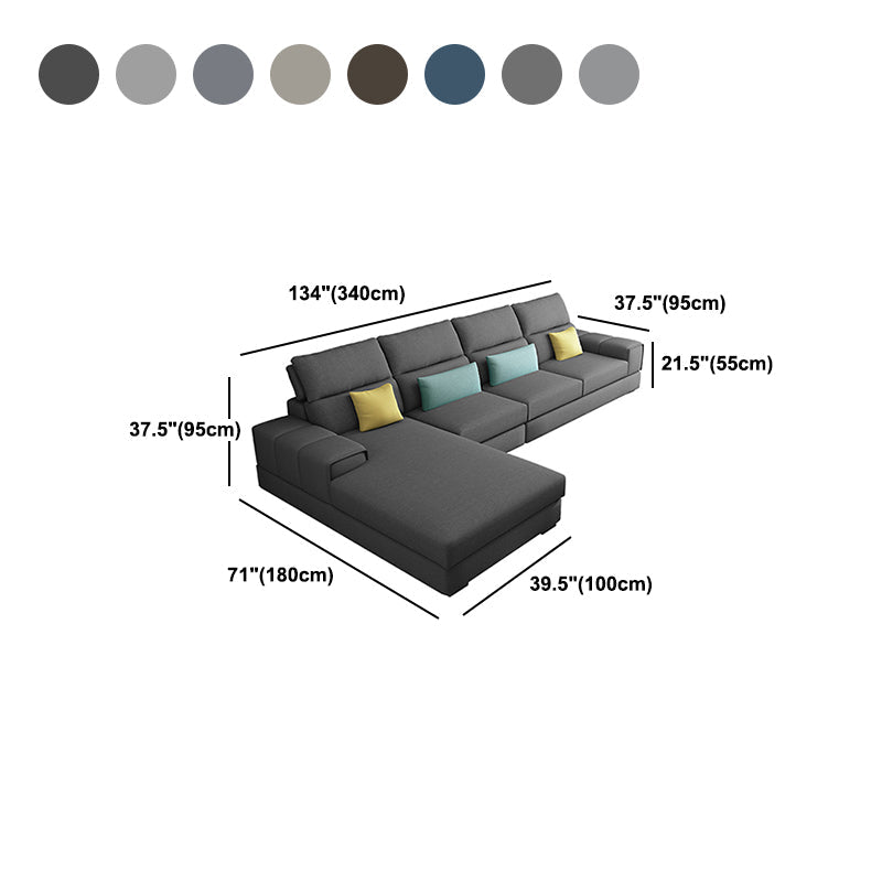 Modern Sectional Sofa with Chaise and Adjustable Head Pillow
