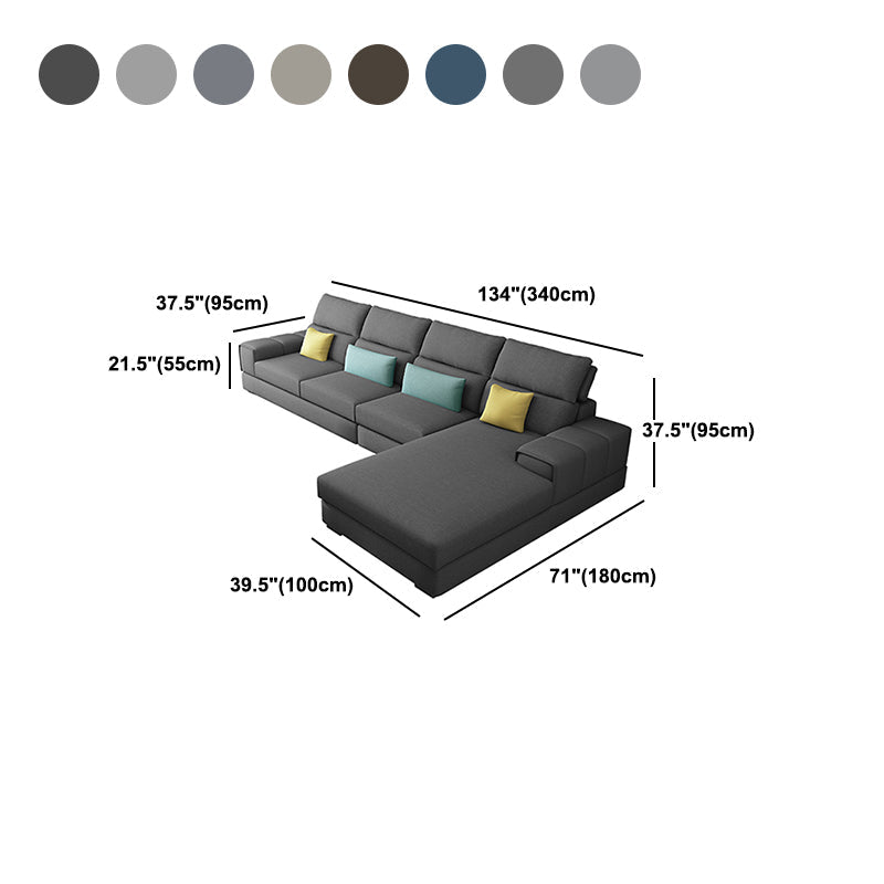 Modern Sectional Sofa with Chaise and Adjustable Head Pillow