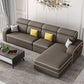126" Square Arm Sectionals,Living Room Sectional sofa,L-Shape Coffee Faux Leather Foam Clearhalo 'furn' 'furn_sectionals' 'Furniture' 'Living Room Furniture' 'Sectionals' 5707857
