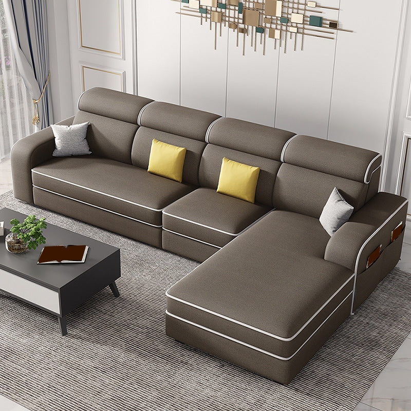 126" Square Arm Sectionals,Living Room Sectional sofa,L-Shape Coffee Faux Leather Foam Clearhalo 'furn' 'furn_sectionals' 'Furniture' 'Living Room Furniture' 'Sectionals' 5707857