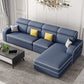 126" Square Arm Sectionals,Living Room Sectional sofa,L-Shape Dark Blue Faux Leather Foam Clearhalo 'furn' 'furn_sectionals' 'Furniture' 'Living Room Furniture' 'Sectionals' 5707858