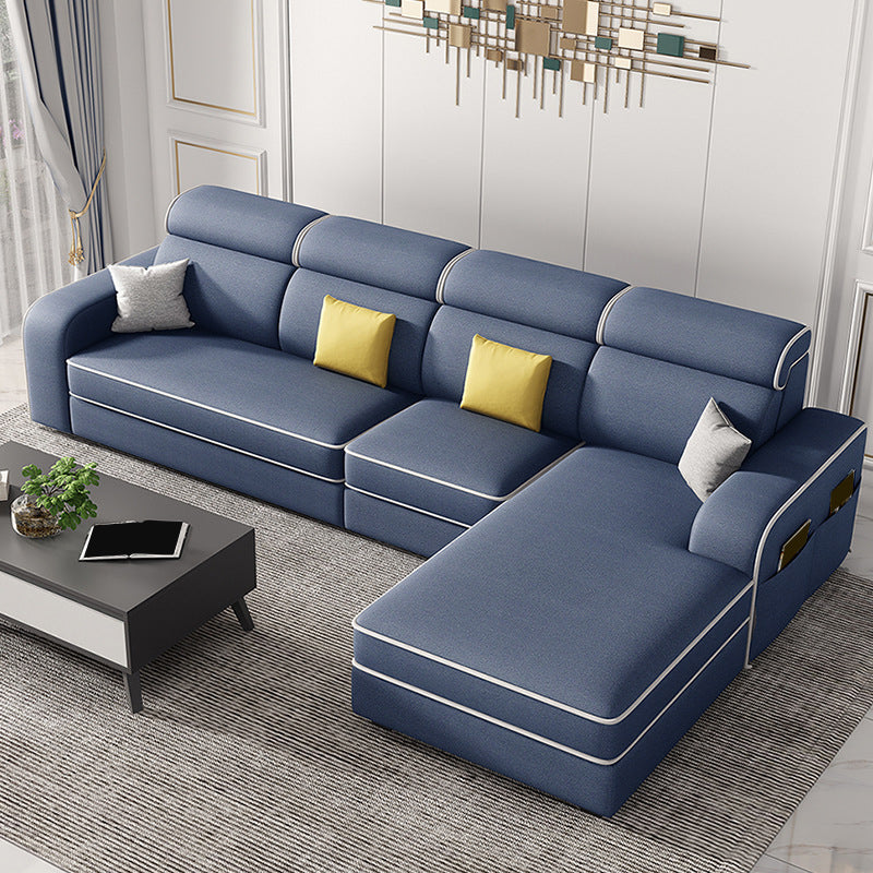 126" Square Arm Sectionals,Living Room Sectional sofa,L-Shape Dark Blue Faux Leather Foam Clearhalo 'furn' 'furn_sectionals' 'Furniture' 'Living Room Furniture' 'Sectionals' 5707858