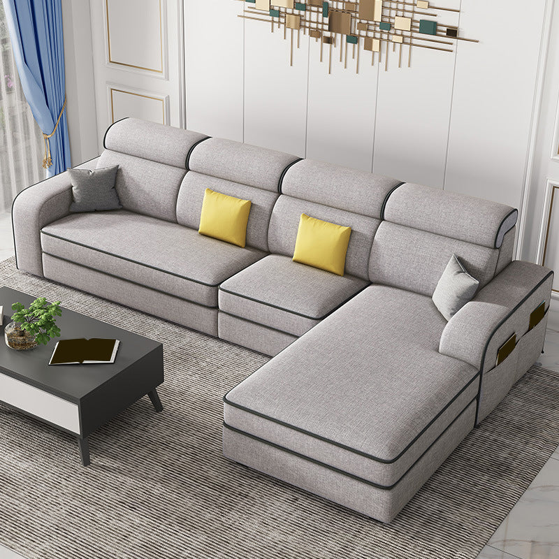 126" Square Arm Sectionals,Living Room Sectional sofa,L-Shape Light Gray Linen Foam Clearhalo 'furn' 'furn_sectionals' 'Furniture' 'Living Room Furniture' 'Sectionals' 5707862