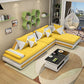 129.13 Inches Long Velvet Sectional Modern Sectional for Living Room Yellow Right Clearhalo 'furn' 'furn_sectionals' 'Furniture' 'Living Room Furniture' 'Sectionals' 5707882