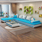 129.13 Inches Long Velvet Sectional Modern Sectional for Living Room Sky Blue Left Clearhalo 'furn' 'furn_sectionals' 'Furniture' 'Living Room Furniture' 'Sectionals' 5707885