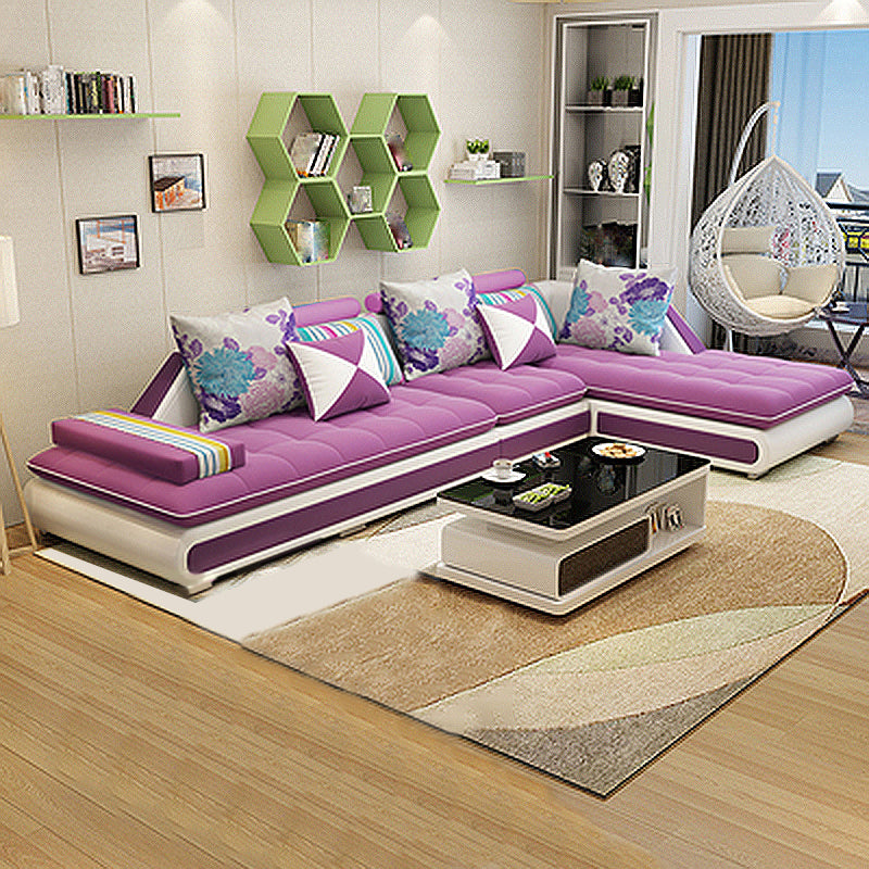 129.13 Inches Long Velvet Sectional Modern Sectional for Living Room Grape Right Clearhalo 'furn' 'furn_sectionals' 'Furniture' 'Living Room Furniture' 'Sectionals' 5707888