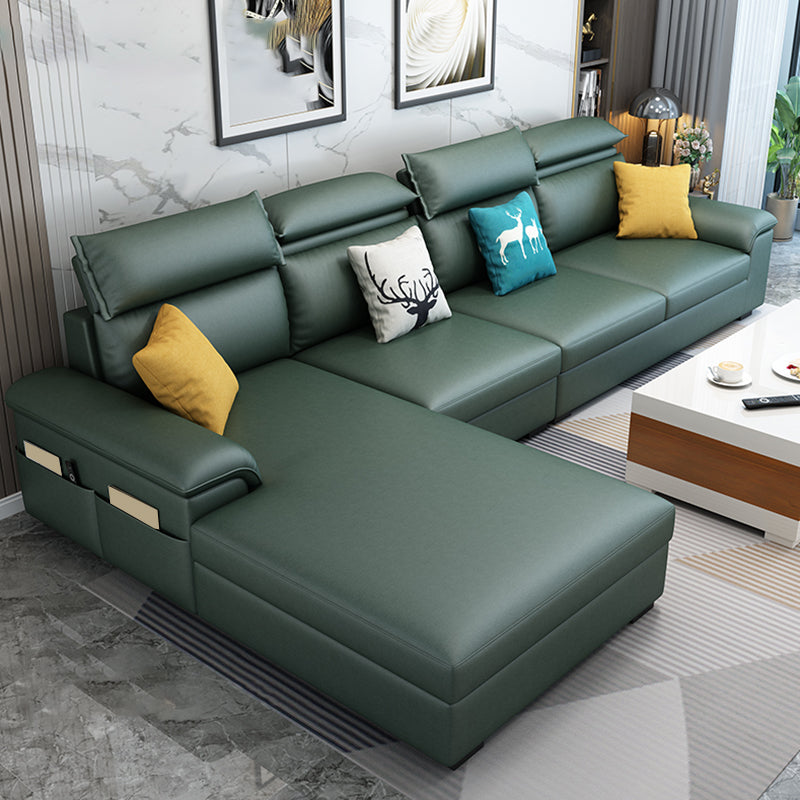 Contemporary Stain-Resistant Faux Leather for Living Room Sofa with Storage