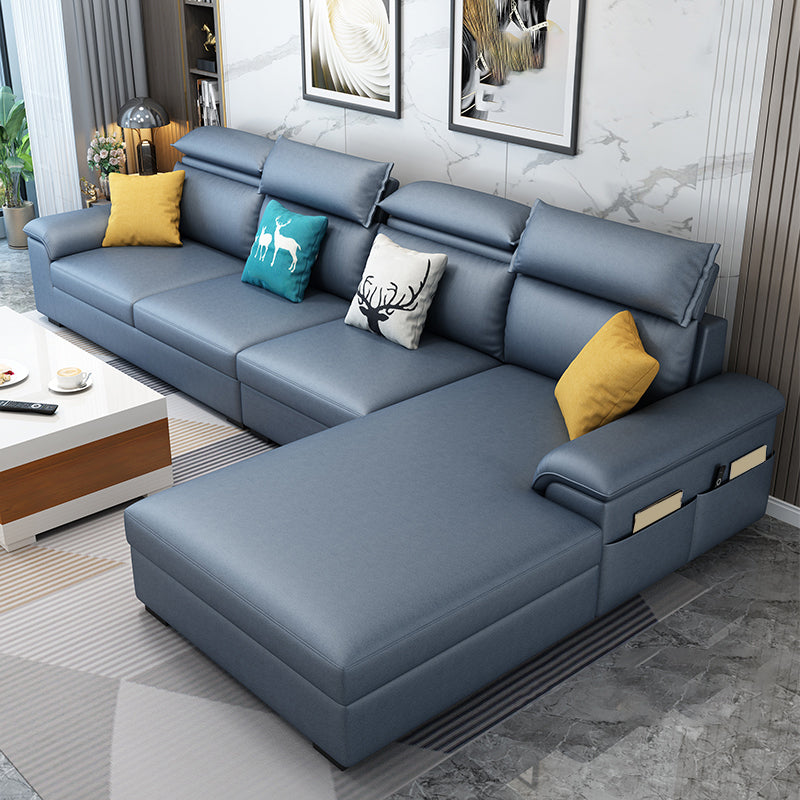 Contemporary Stain-Resistant Faux Leather for Living Room Sofa with Storage