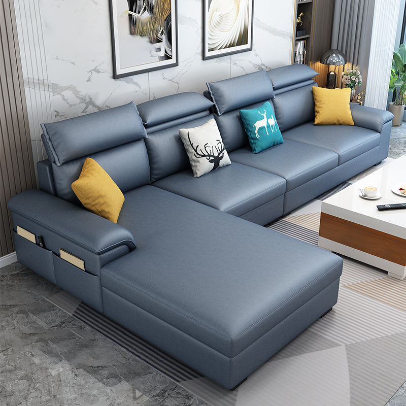 Contemporary Stain-Resistant Faux Leather for Living Room Sofa with Storage