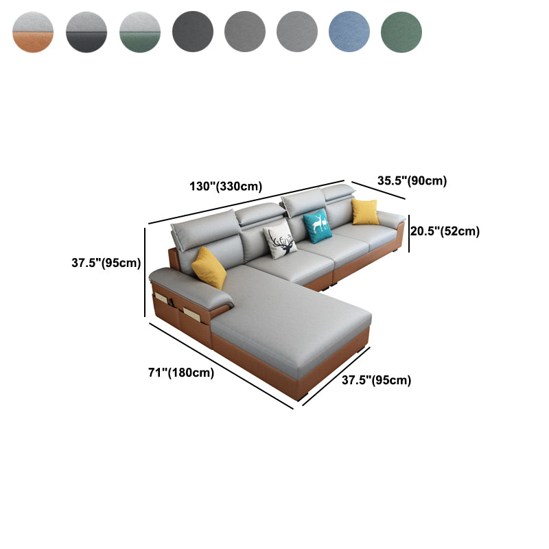 Contemporary Stain-Resistant Faux Leather for Living Room Sofa with Storage