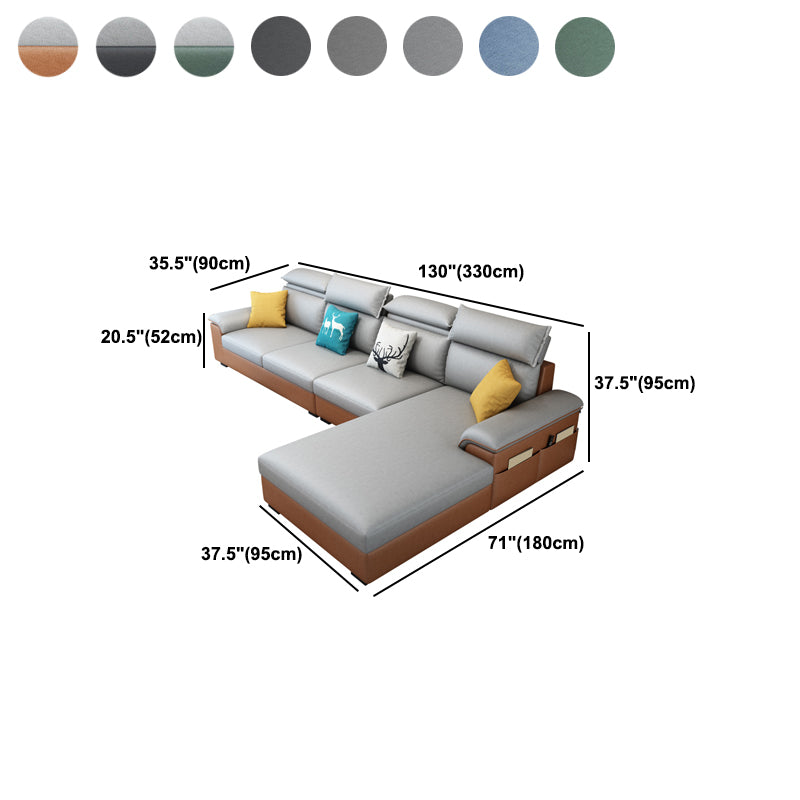 Contemporary Stain-Resistant Faux Leather for Living Room Sofa with Storage