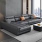 Modern Square Arm Sectional SofaFaux Leather L-Shape Sofa for Living Room