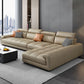 Modern Square Arm Sectional SofaFaux Leather L-Shape Sofa for Living Room