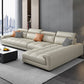 Modern Square Arm Sectional SofaFaux Leather L-Shape Sofa for Living Room