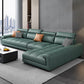 Modern Square Arm Sectional SofaFaux Leather L-Shape Sofa for Living Room