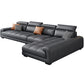 Modern Square Arm Sectional SofaFaux Leather L-Shape Sofa for Living Room
