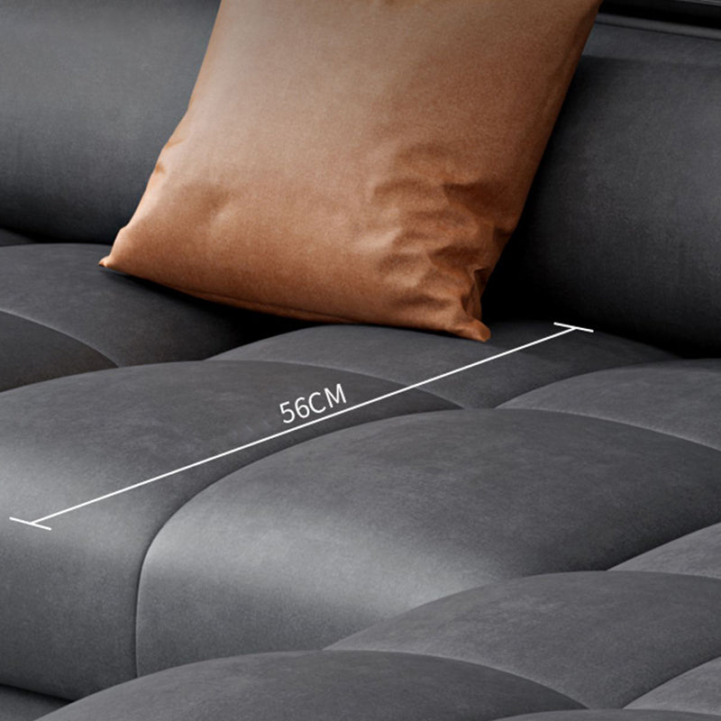 Modern Square Arm Sectional SofaFaux Leather L-Shape Sofa for Living Room