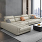 Modern Square Arm Sectional SofaFaux Leather L-Shape Sofa for Living Room