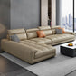 Modern Square Arm Sectional SofaFaux Leather L-Shape Sofa for Living Room