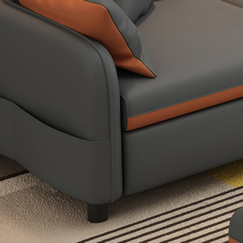 Stain-Resistant Sectionl with Storage Faux Leather 102"  Sectional