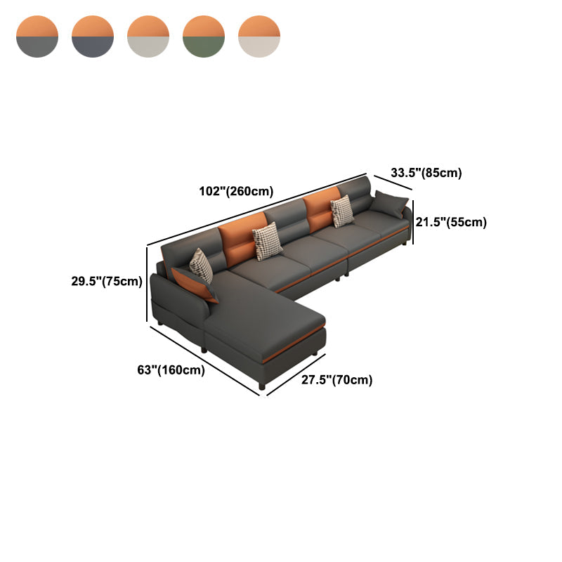 Stain-Resistant Sectionl with Storage Faux Leather 102"  Sectional