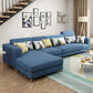 Removable Cushions,Adjustable Sectional Sofa, 67" Linen Sectional sofa Dark Blue Left Clearhalo 'furn' 'furn_sectionals' 'Furniture' 'Living Room Furniture' 'Sectionals' 5708008