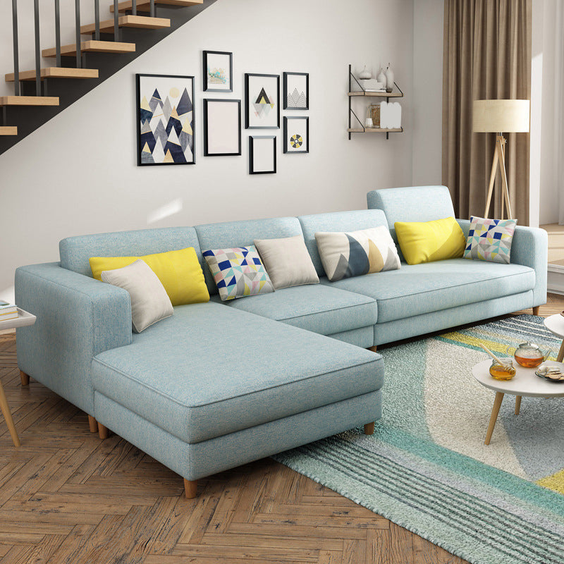 Removable Cushions,Adjustable Sectional Sofa, 67" Linen Sectional sofa Blue Left Clearhalo 'furn' 'furn_sectionals' 'Furniture' 'Living Room Furniture' 'Sectionals' 5708010