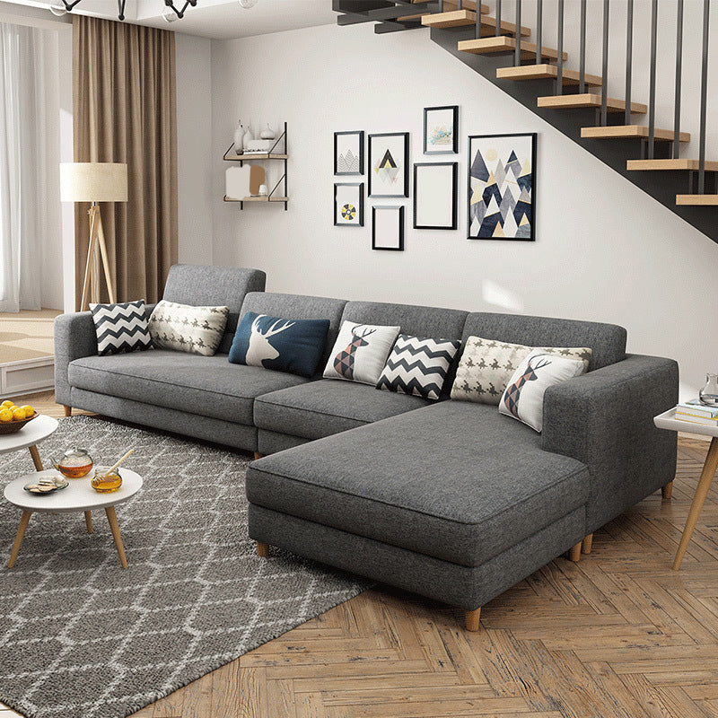 Removable Cushions,Adjustable Sectional Sofa, 67" Linen Sectional sofa Dark Gray Right Clearhalo 'furn' 'furn_sectionals' 'Furniture' 'Living Room Furniture' 'Sectionals' 5708012