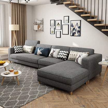 Removable Cushions,Adjustable Sectional Sofa, 67" Linen Sectional sofa Dark Gray Right Clearhalo 'furn' 'furn_sectionals' 'Furniture' 'Living Room Furniture' 'Sectionals' 5708012