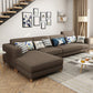 Removable Cushions,Adjustable Sectional Sofa, 67" Linen Sectional sofa Tan Left Clearhalo 'furn' 'furn_sectionals' 'Furniture' 'Living Room Furniture' 'Sectionals' 5708014