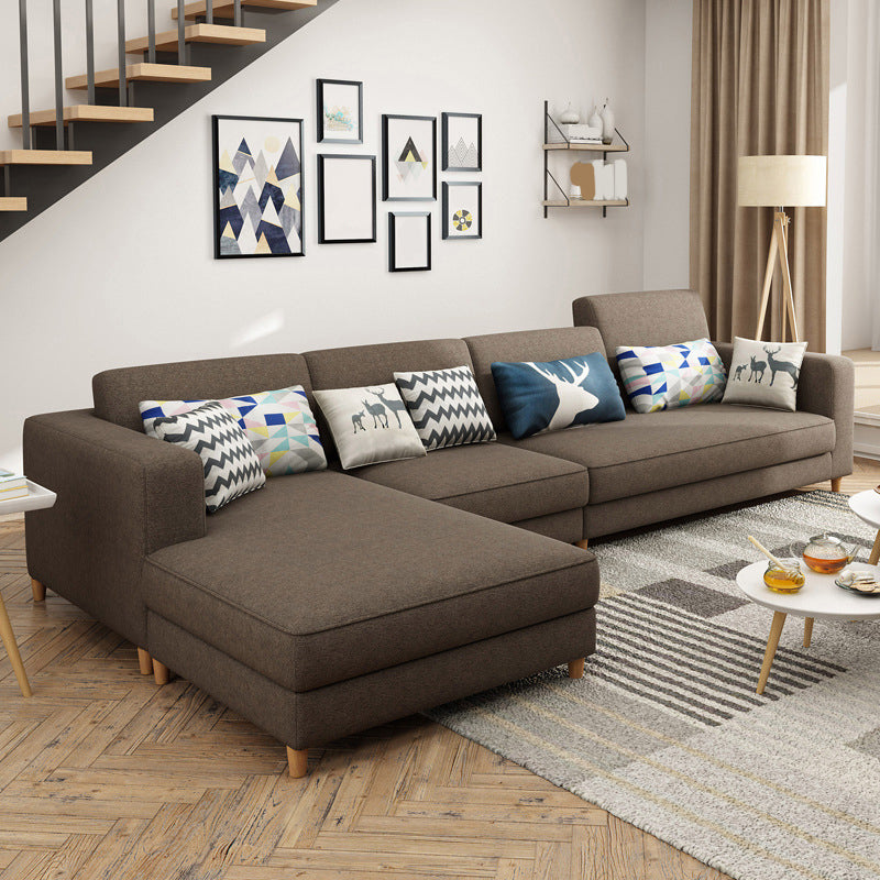 Removable Cushions,Adjustable Sectional Sofa, 67" Linen Sectional sofa Tan Left Clearhalo 'furn' 'furn_sectionals' 'Furniture' 'Living Room Furniture' 'Sectionals' 5708014