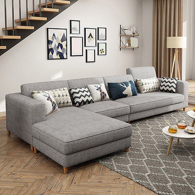 Removable Cushions,Adjustable Sectional Sofa, 67" Linen Sectional sofa Light Gray Left Clearhalo 'furn' 'furn_sectionals' 'Furniture' 'Living Room Furniture' 'Sectionals' 5708020