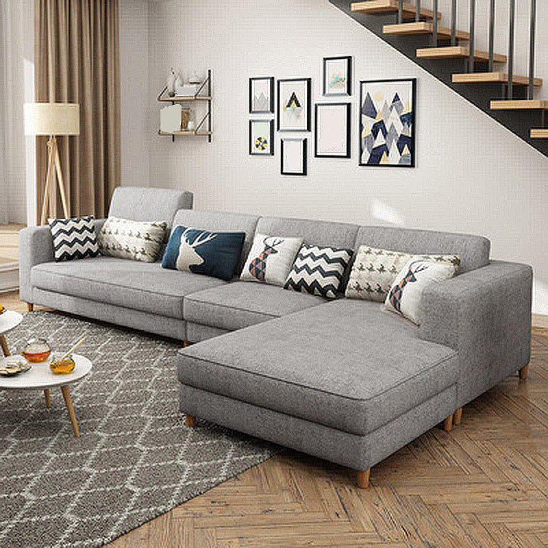 Removable Cushions,Adjustable Sectional Sofa, 67" Linen Sectional sofa Light Gray Right Clearhalo 'furn' 'furn_sectionals' 'Furniture' 'Living Room Furniture' 'Sectionals' 5708027