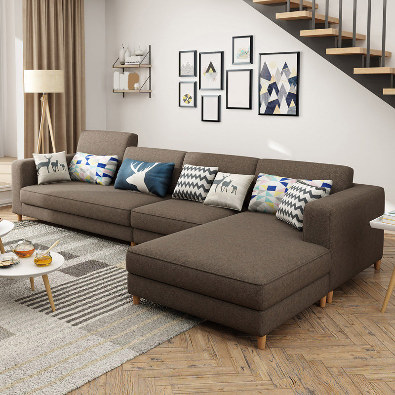Removable Cushions,Adjustable Sectional Sofa, 67" Linen Sectional sofa Tan Right Clearhalo 'furn' 'furn_sectionals' 'Furniture' 'Living Room Furniture' 'Sectionals' 5708029