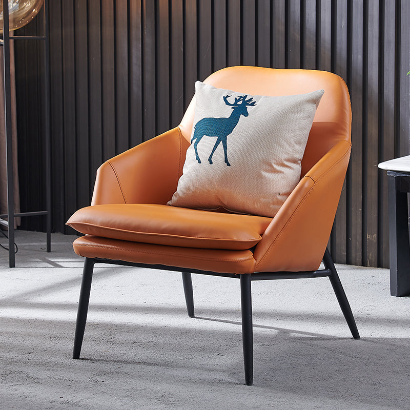 Mid-Century Modern Basic Four Leg Arm Chair Leather Accent Armchair for Living Room Orange 1 Piece Clearhalo 'Accent Chairs' 'accent_chairs' 'Chairs & Seating' 'furn' 'furn_accent_chairs' 'Furniture' 'Living Room Furniture' 5708055