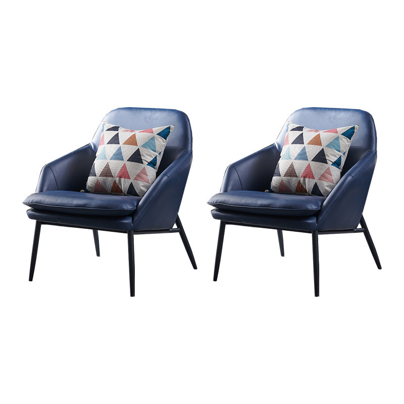 Mid-Century Modern Basic Four Leg Arm Chair Leather Accent Armchair for Living Room Blue 2 Piece Set Clearhalo 'Accent Chairs' 'accent_chairs' 'Chairs & Seating' 'furn' 'furn_accent_chairs' 'Furniture' 'Living Room Furniture' 5708059