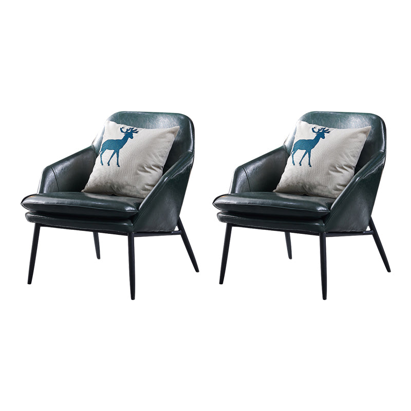 Mid-Century Modern Basic Four Leg Arm Chair Leather Accent Armchair for Living Room Green 2 Piece Set Clearhalo 'Accent Chairs' 'accent_chairs' 'Chairs & Seating' 'furn' 'furn_accent_chairs' 'Furniture' 'Living Room Furniture' 5708061