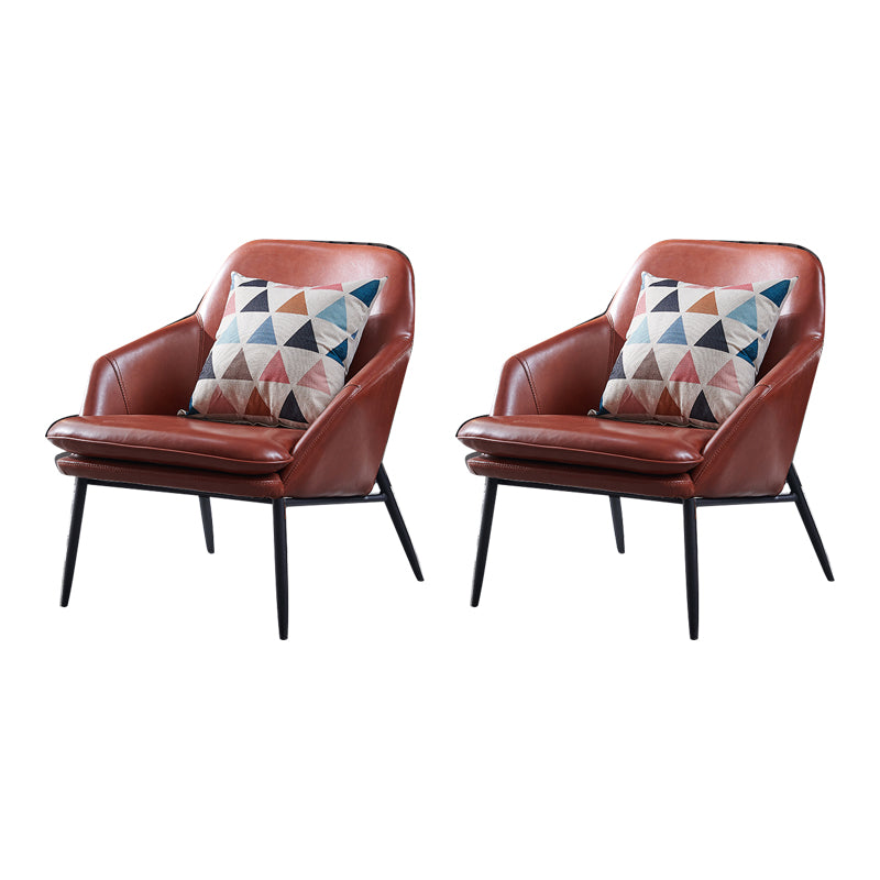 Mid-Century Modern Basic Four Leg Arm Chair Leather Accent Armchair for Living Room Burgundy 2 Piece Set Clearhalo 'Accent Chairs' 'accent_chairs' 'Chairs & Seating' 'furn' 'furn_accent_chairs' 'Furniture' 'Living Room Furniture' 5708063