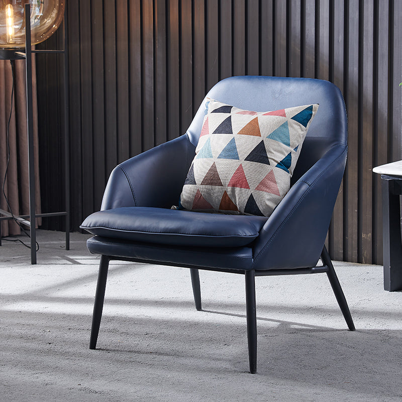 Mid-Century Modern Basic Four Leg Arm Chair Leather Accent Armchair for Living Room Blue 1 Piece Clearhalo 'Accent Chairs' 'accent_chairs' 'Chairs & Seating' 'furn' 'furn_accent_chairs' 'Furniture' 'Living Room Furniture' 5708071